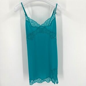 Victoria's Secret Teal Blue Green Slip Lace Size M Sexy Coquette